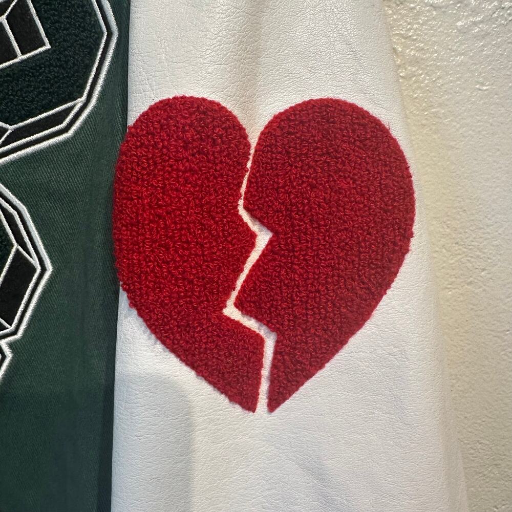 Loiter Size Medium Varsity Jacket Green White "Flaws n Sins" 98 patches - Picture 10 of 12